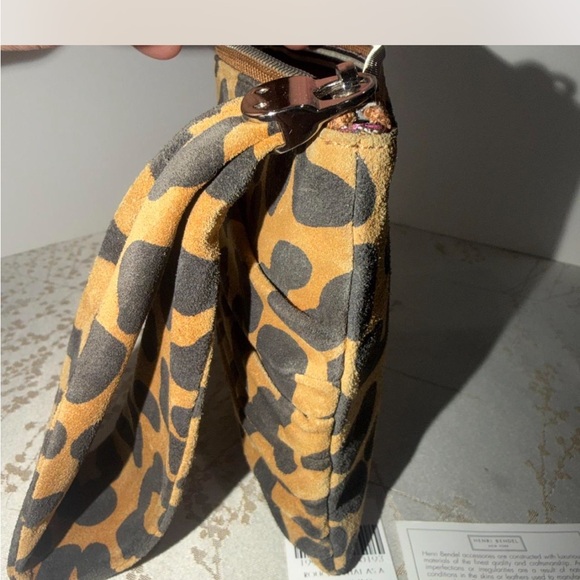 Henri Bendel Leopard Print Haircalf Leather Clutch Wristlet Pouch - Picture 6 of 8